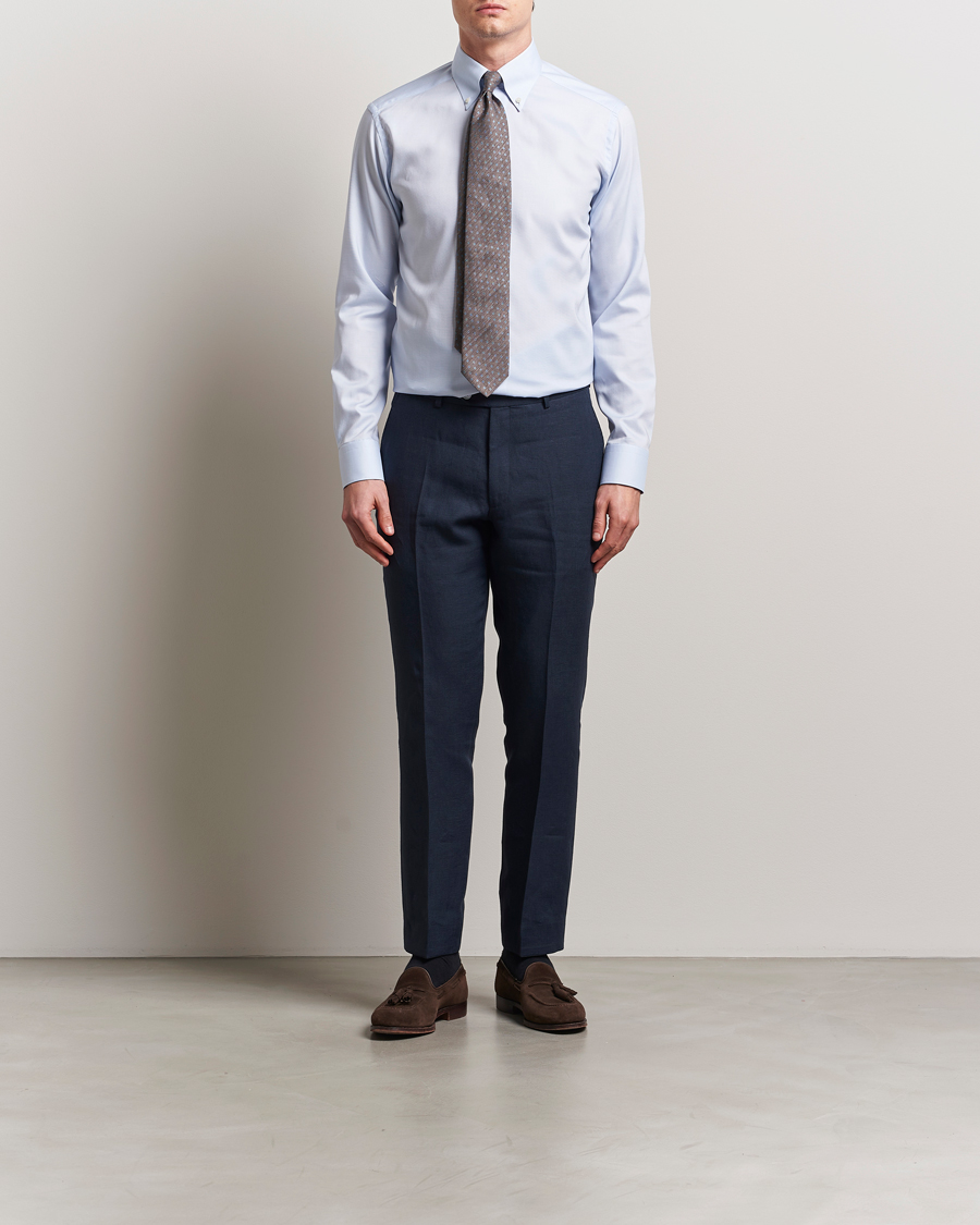 Men | Shirts | Eton | Slim Fit Wrinkle Free Oxford Shirt Light Blue