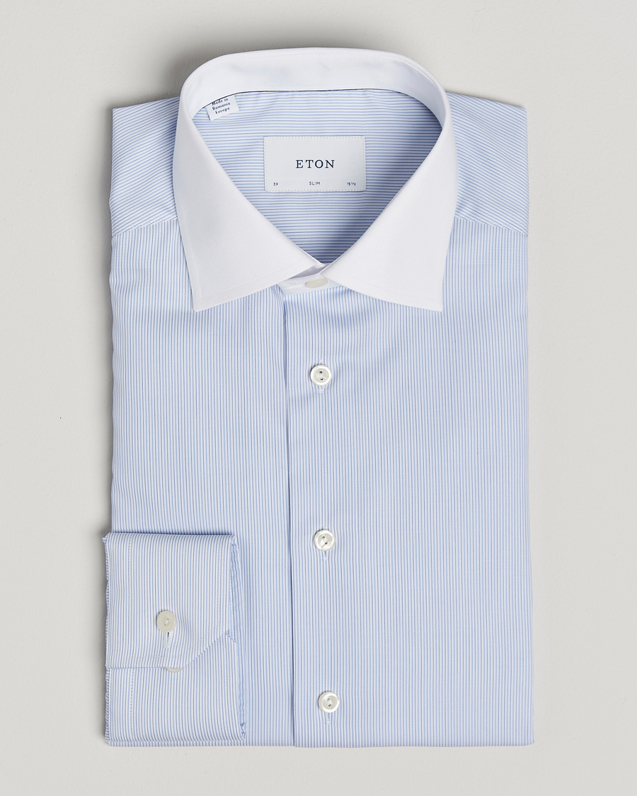 Men | Shirts | Eton | Slim Fit Fine Twill Shirt Light Blue