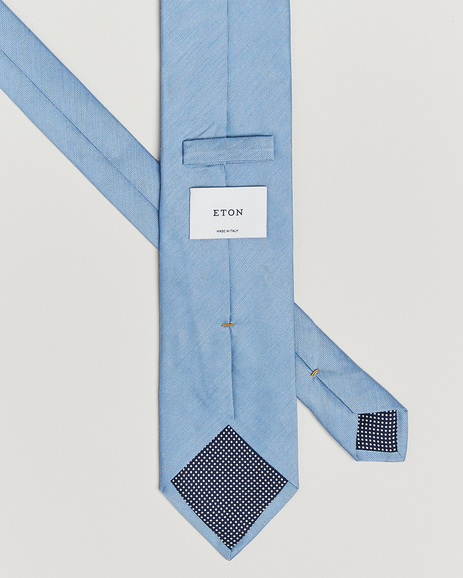 Men | Ties | Eton | Silk/Linen Tie Light Blue