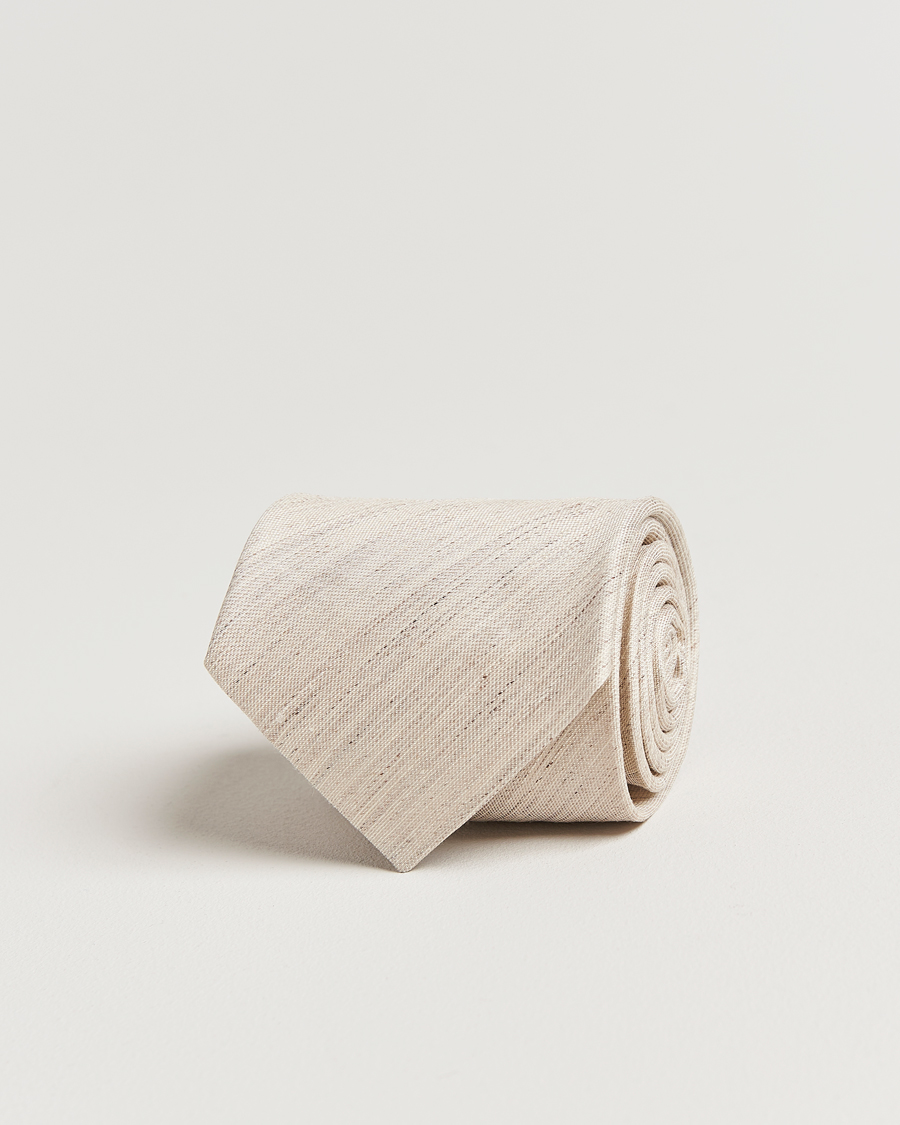 Men | Ties | Eton | Silk/Linen Tie Beige