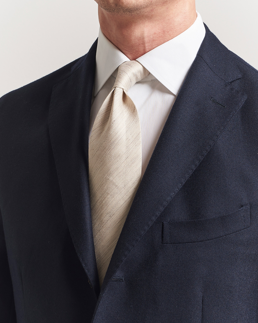 Men | Ties | Eton | Silk/Linen Tie Beige