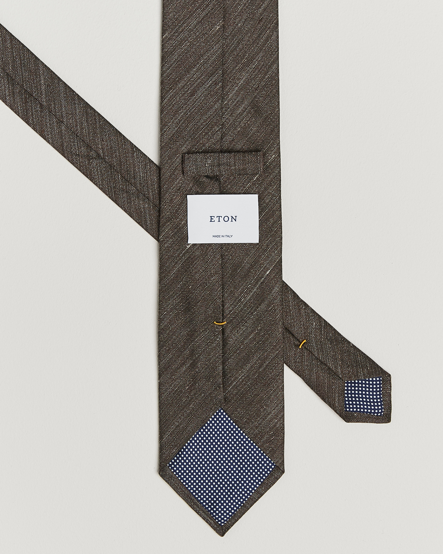 Men | Ties | Eton | Silk/Linen Tie Brown