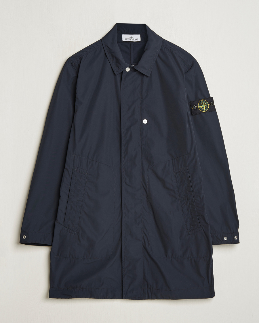 Men | Coats & Jackets | Stone Island | Micro Twill Long Coat Navy Blue