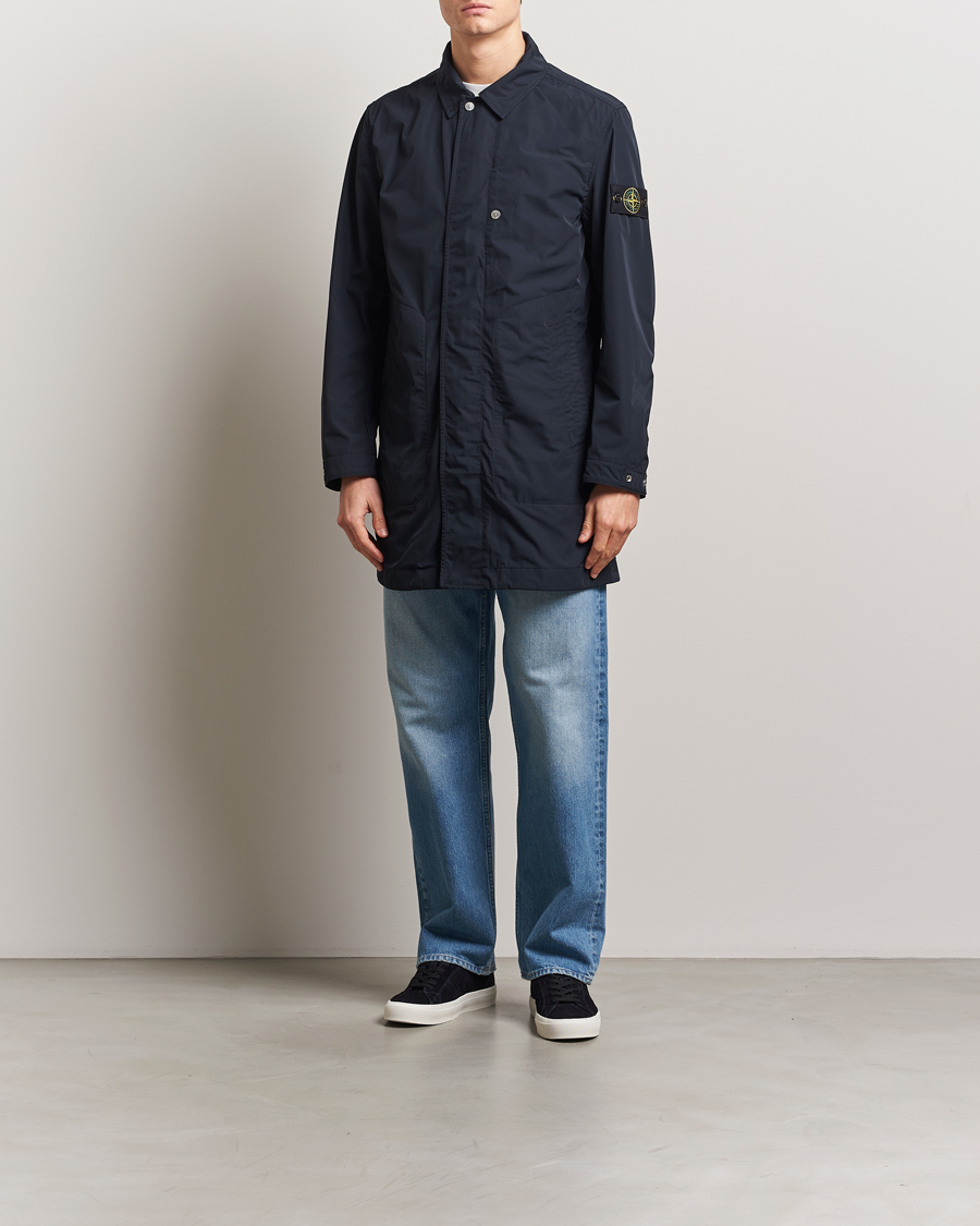 Men | Coats & Jackets | Stone Island | Micro Twill Long Coat Navy Blue