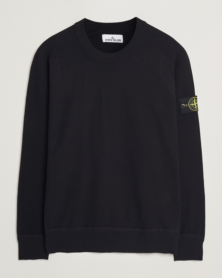 Men | Sweaters & Knitwear | Stone Island | Micro Stitch Organic Cotton Crew Black