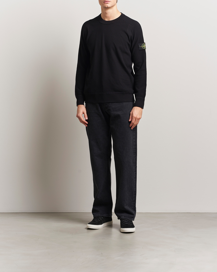 Men | Sweaters & Knitwear | Stone Island | Micro Stitch Organic Cotton Crew Black