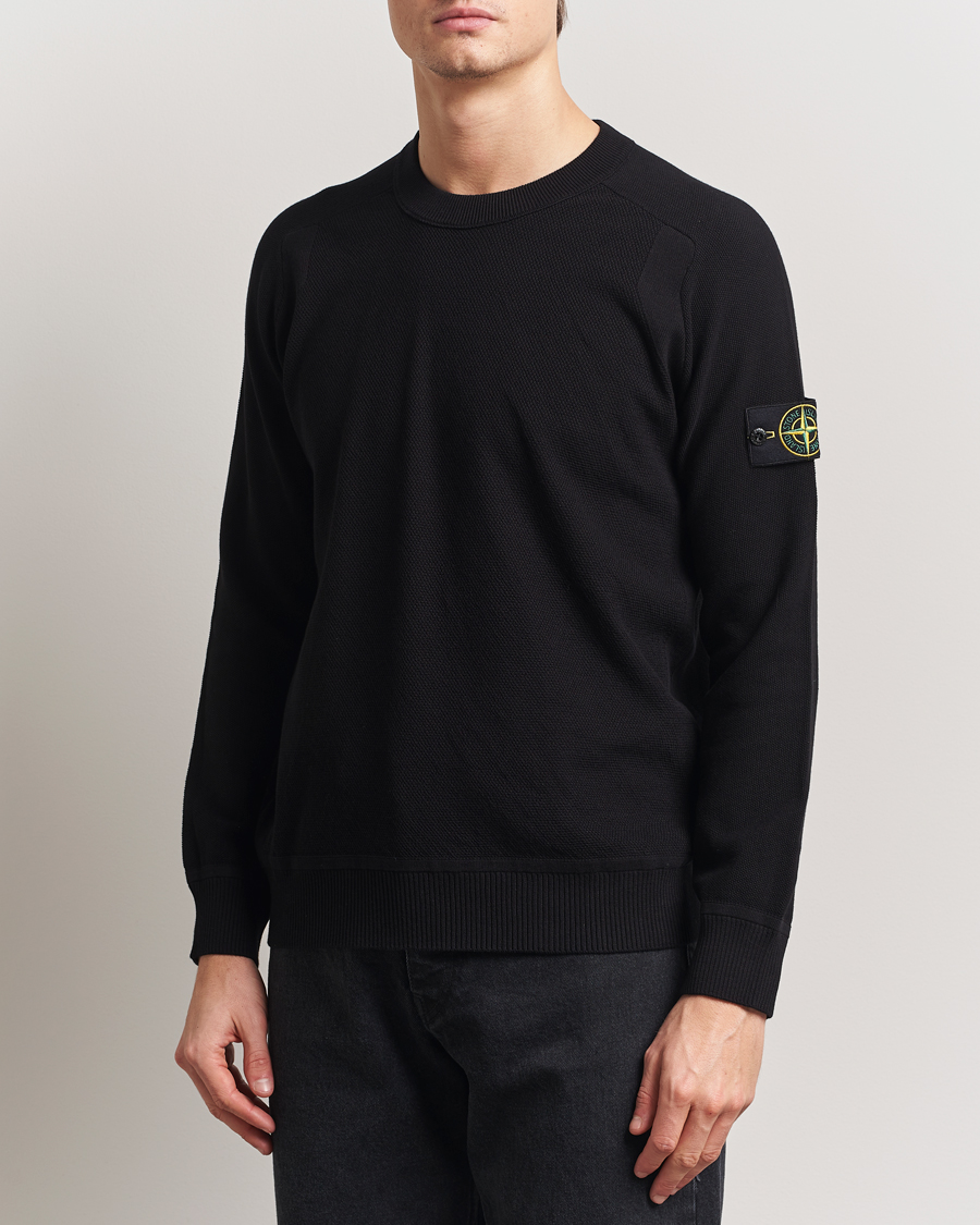 Men | Sweaters & Knitwear | Stone Island | Micro Stitch Organic Cotton Crew Black