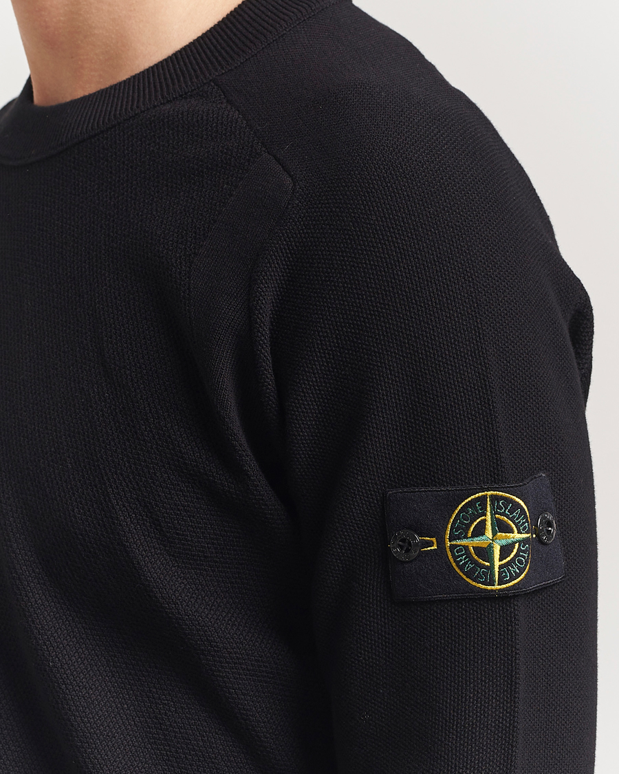 Men | Sweaters & Knitwear | Stone Island | Micro Stitch Organic Cotton Crew Black