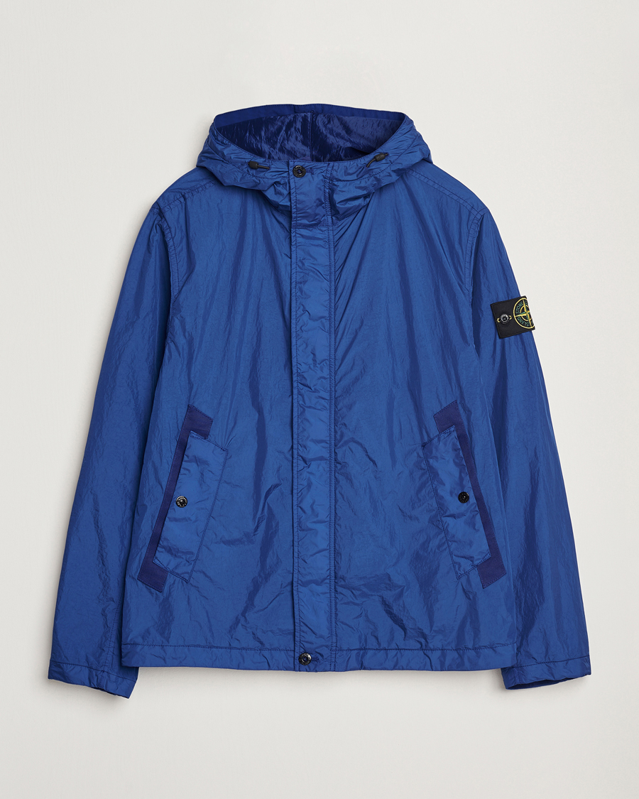 Men | Coats & Jackets | Stone Island | Crinkle Reps Hooded Jacket Bright Blue