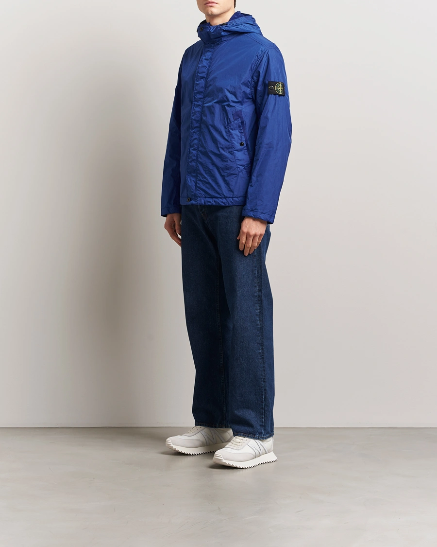 Men | Coats & Jackets | Stone Island | Crinkle Reps Hooded Jacket Bright Blue