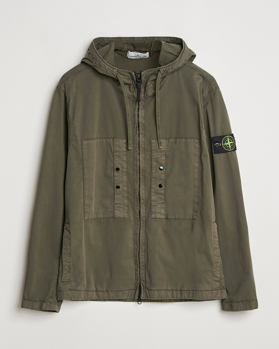 Men | Coats & Jackets | Stone Island | Supima Cotton Stretch Hooded Jacket Military Green