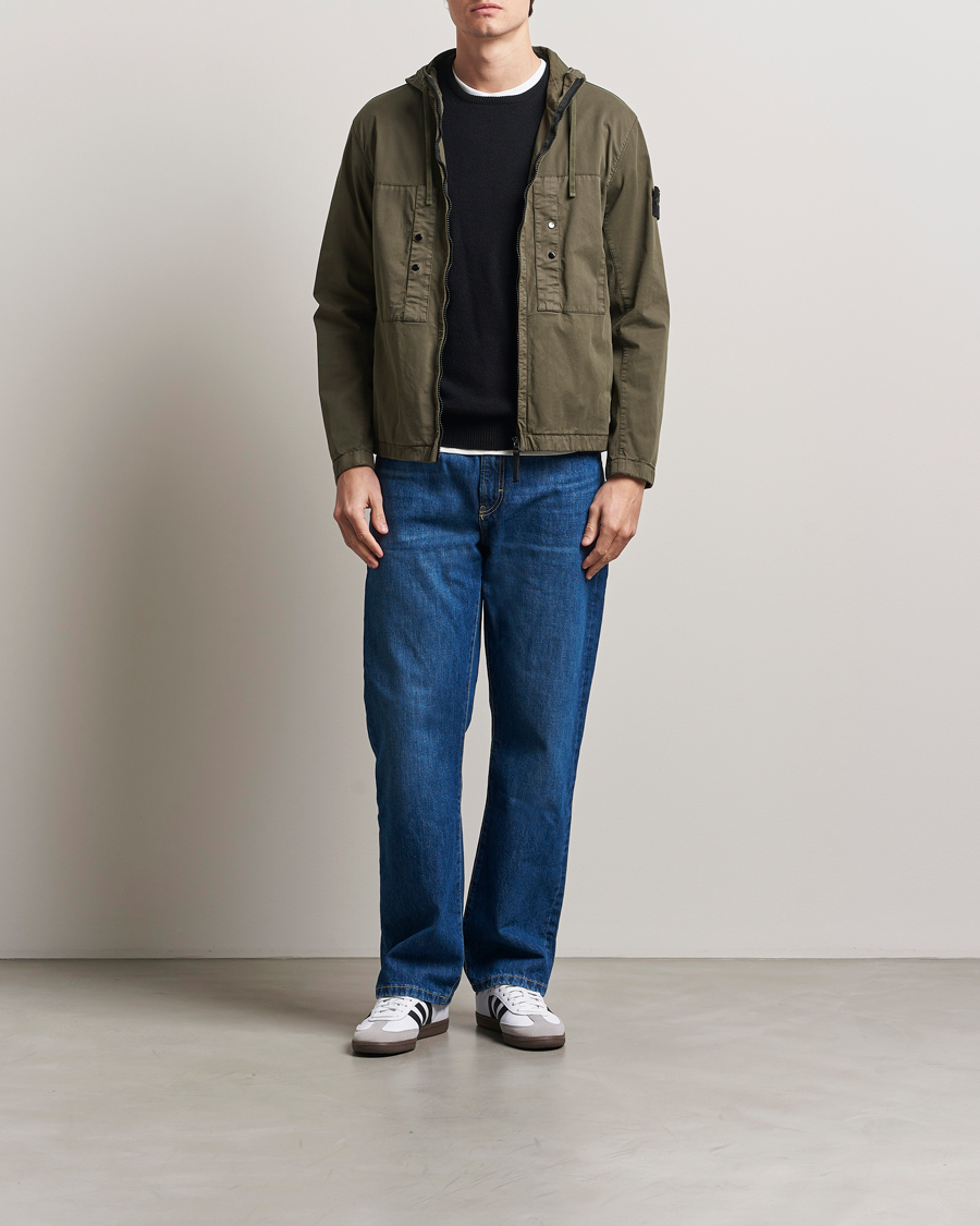 Men | Coats & Jackets | Stone Island | Supima Cotton Stretch Hooded Jacket Military Green
