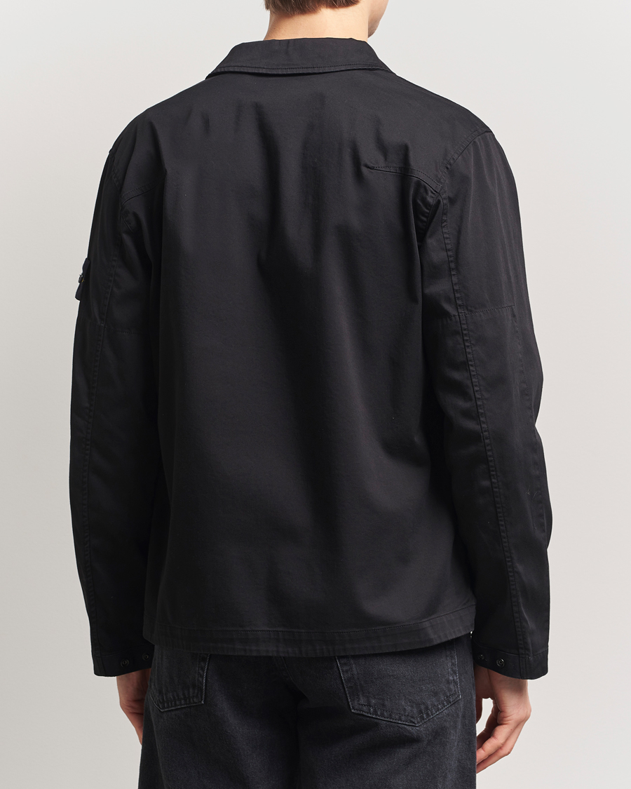 Men | Shirts | Stone Island | Cotton Stretch Zip Overshirt Black