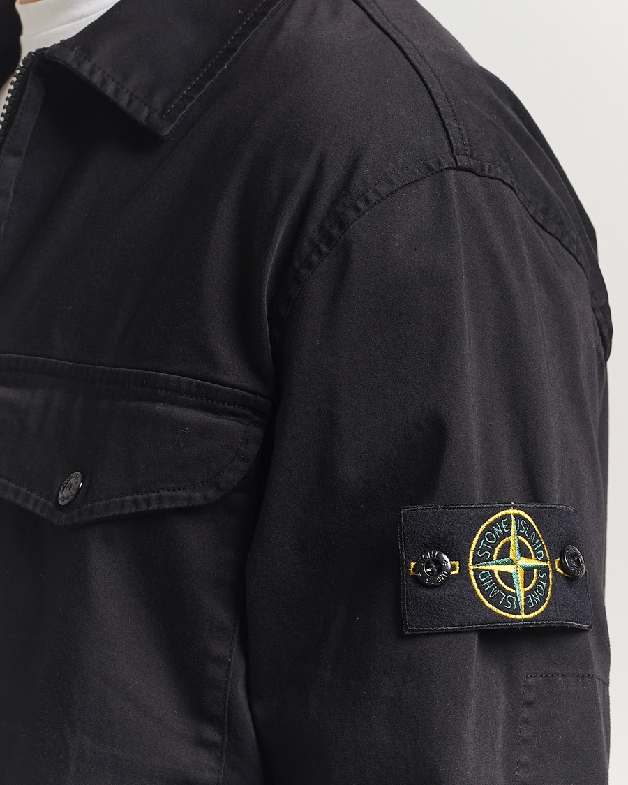 Men | Shirts | Stone Island | Cotton Stretch Zip Overshirt Black