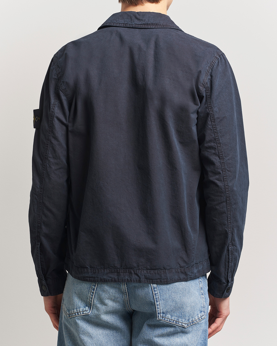 Men | Shirts | Stone Island | Old Effect Garment Washed Zip Overshirt Navy Blue