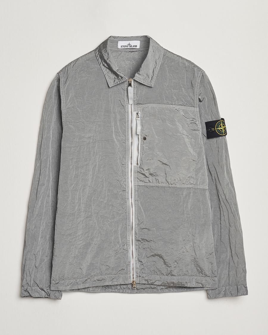 Men | Shirts | Stone Island | Nylon Metal Zip Overshirt Pearl Grey