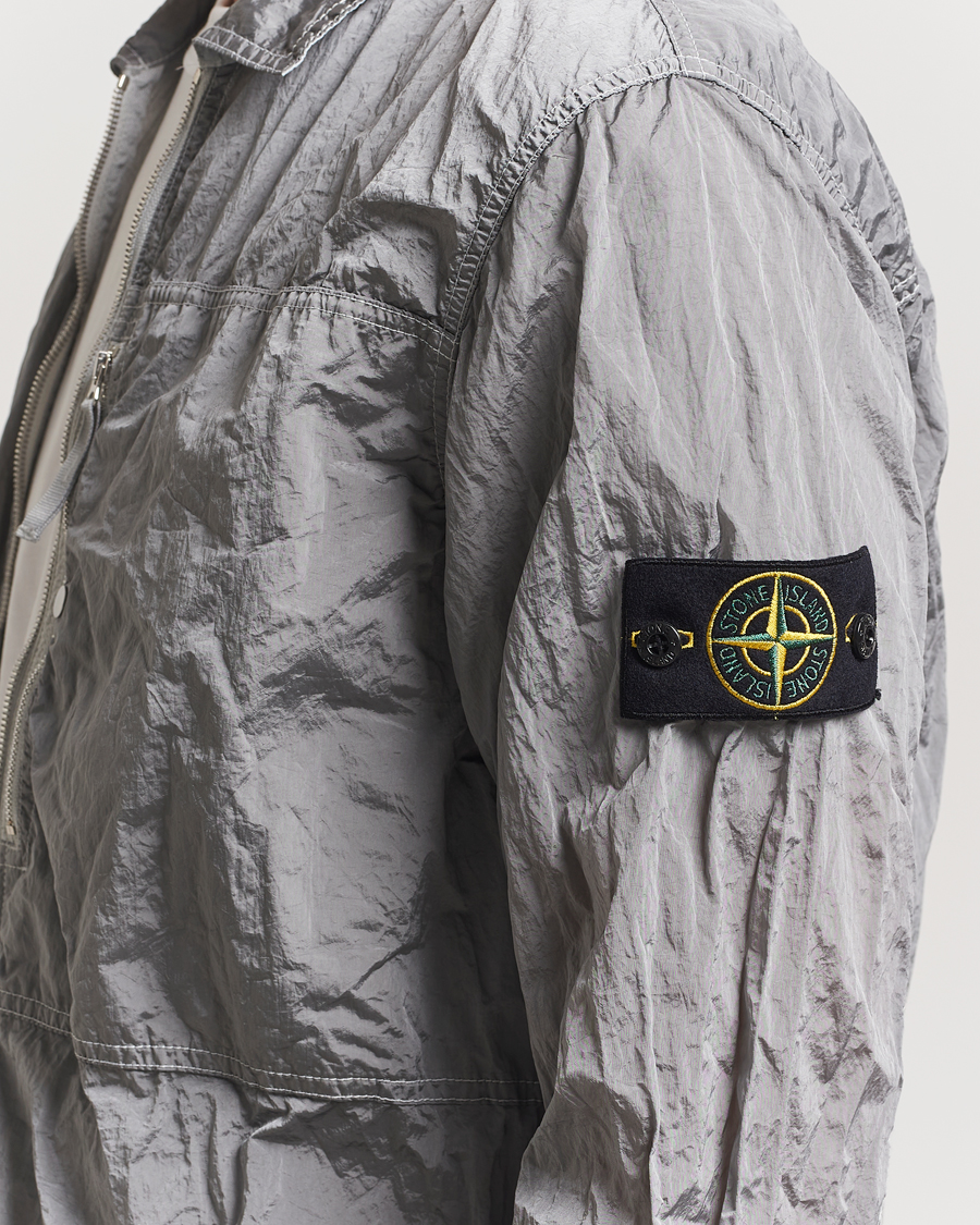 Men | Shirts | Stone Island | Nylon Metal Zip Overshirt Pearl Grey