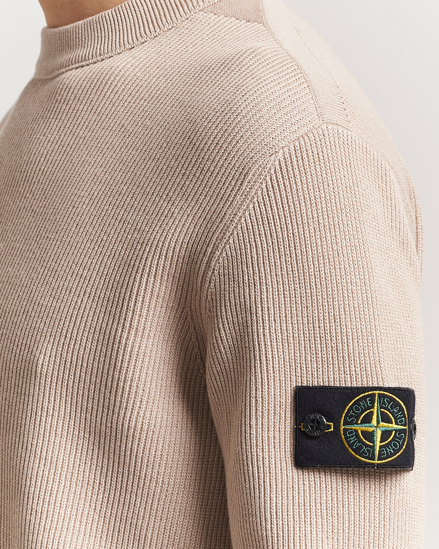 Men | Sweaters & Knitwear | Stone Island | Ribbed Soft Organic Cotton Crewneck Desert