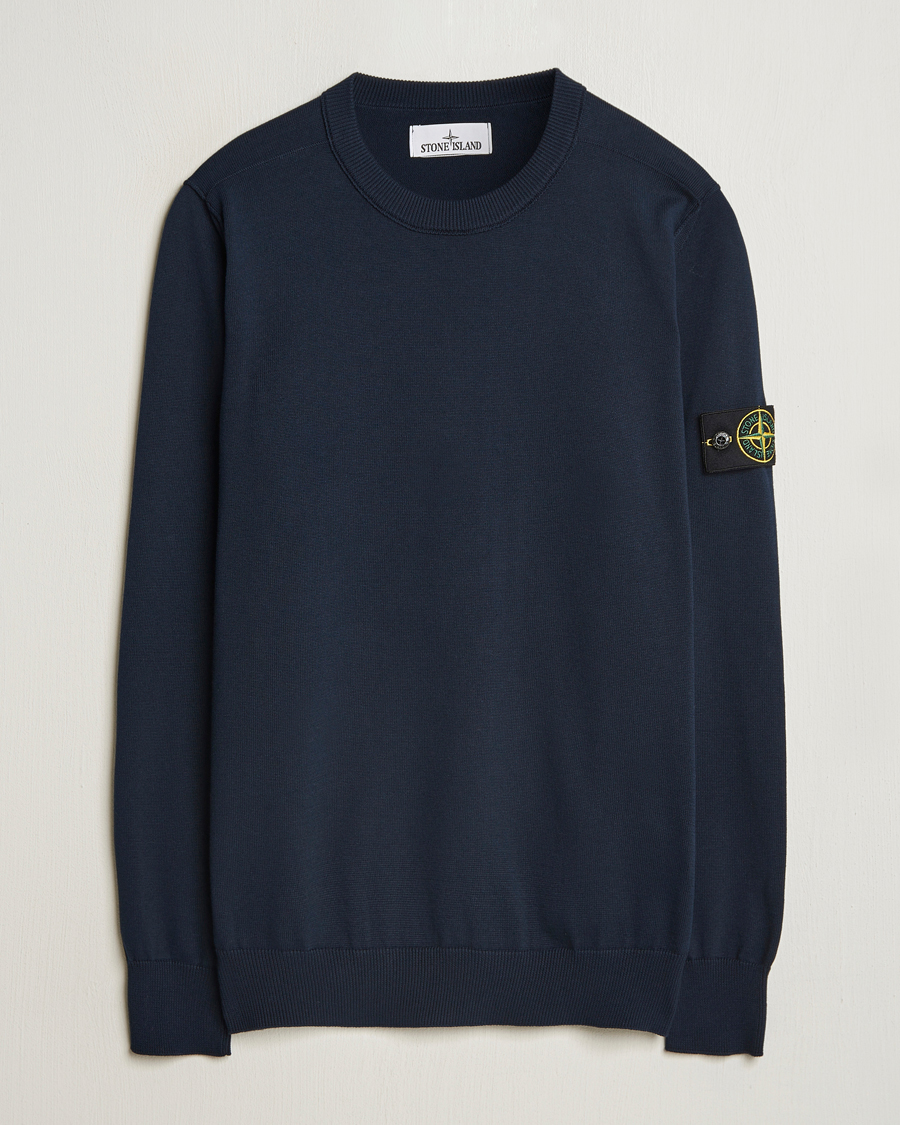 Men | Sweaters & Knitwear | Stone Island | Soft Organic Cotton Crew Neck Navy Blue