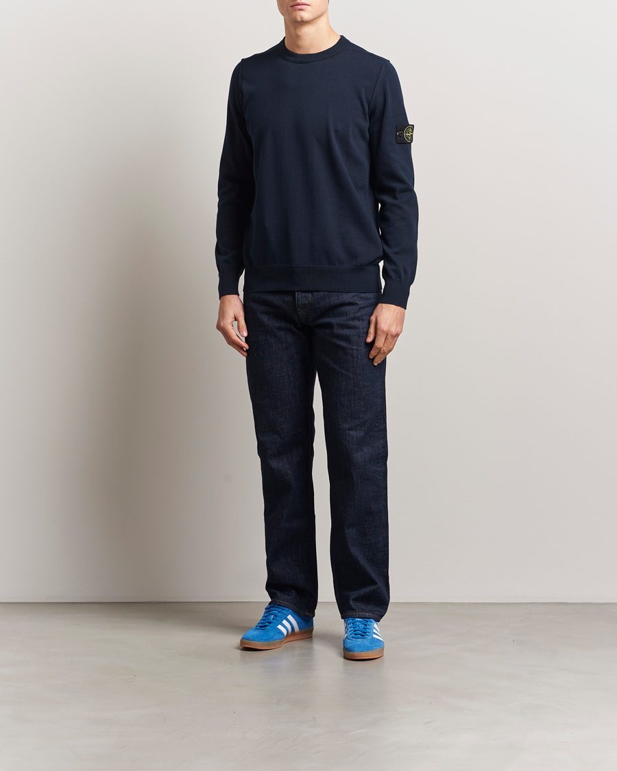 Men | Sweaters & Knitwear | Stone Island | Soft Organic Cotton Crew Neck Navy Blue