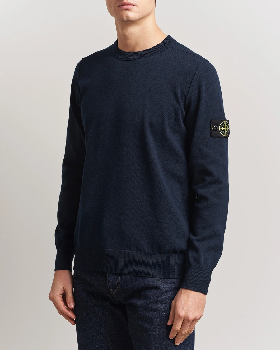 Men | Sweaters & Knitwear | Stone Island | Soft Organic Cotton Crew Neck Navy Blue