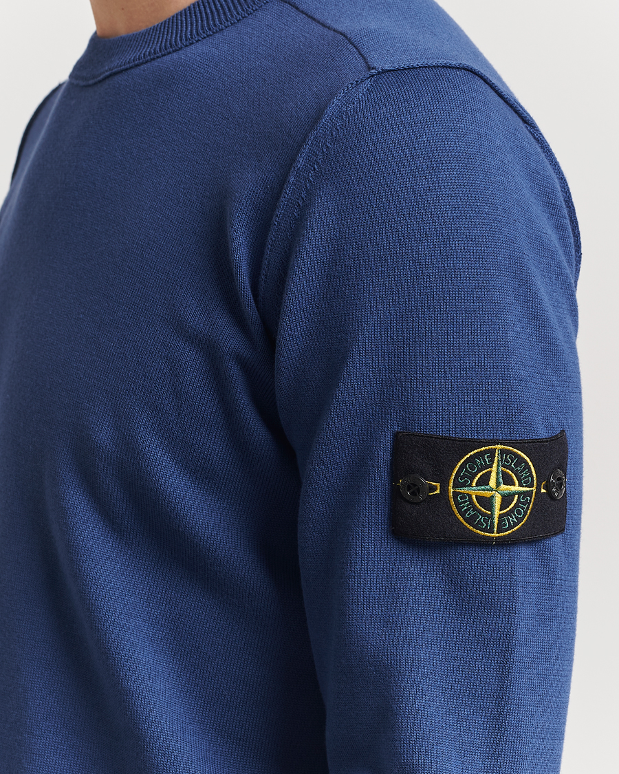 Men | Sweaters & Knitwear | Stone Island | Soft Organic Cotton Crew Neck Blue Marine
