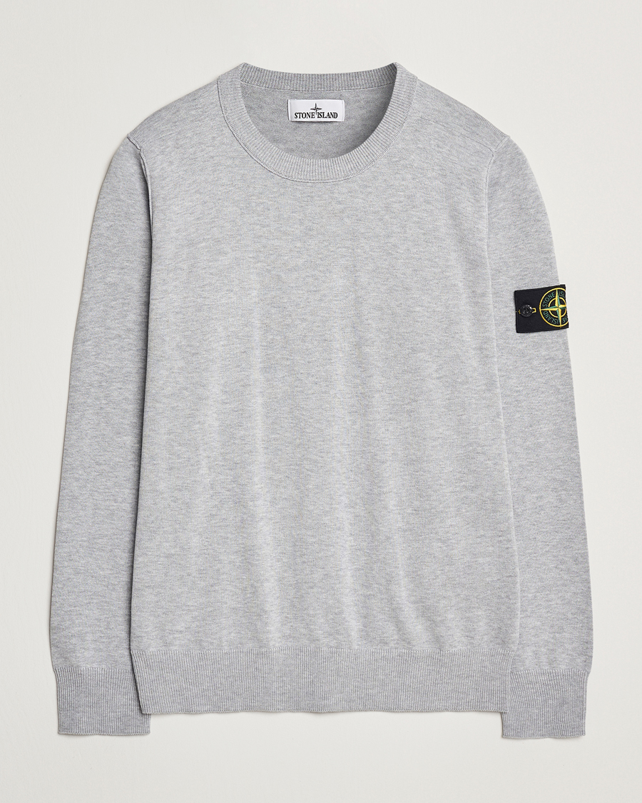 Men | Sweaters & Knitwear | Stone Island | Soft Organic Cotton Crew Neck Melange Pearl Grey