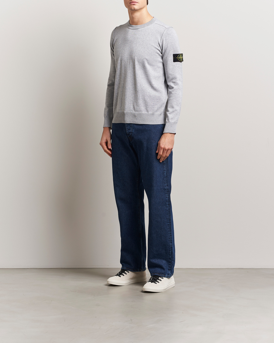 Men | Sweaters & Knitwear | Stone Island | Soft Organic Cotton Crew Neck Melange Pearl Grey