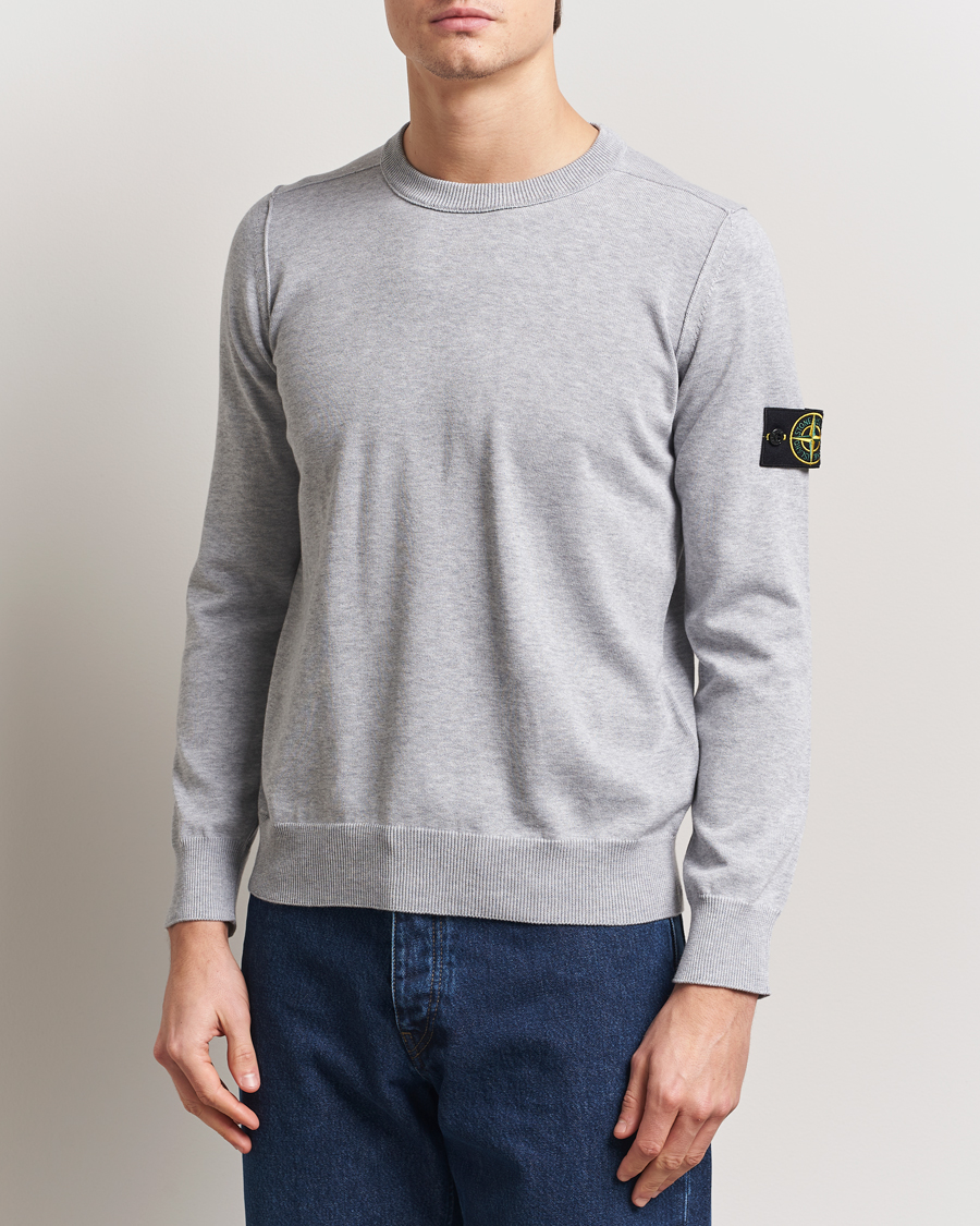 Men | Sweaters & Knitwear | Stone Island | Soft Organic Cotton Crew Neck Melange Pearl Grey