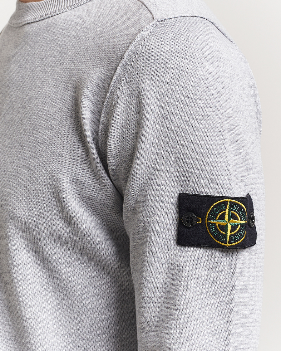 Men | Sweaters & Knitwear | Stone Island | Soft Organic Cotton Crew Neck Melange Pearl Grey