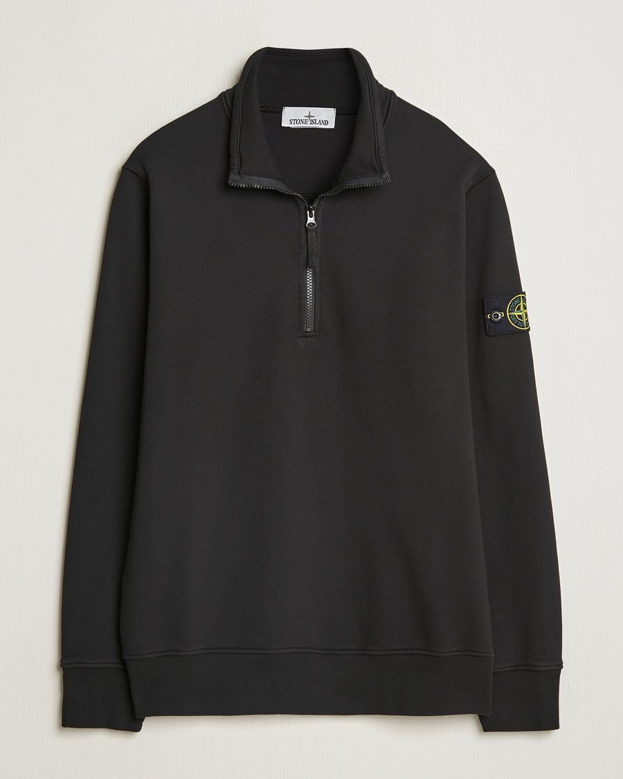 Men | Sweaters & Knitwear | Stone Island | Garment Dyed Fleece Half Zip Black