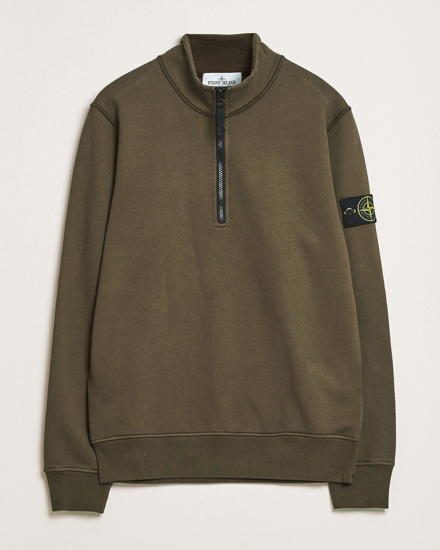 Men | Sweaters & Knitwear | Stone Island | Garment Dyed Fleece Half Zip Military Green