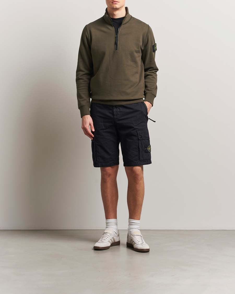 Men | Sweaters & Knitwear | Stone Island | Garment Dyed Fleece Half Zip Military Green