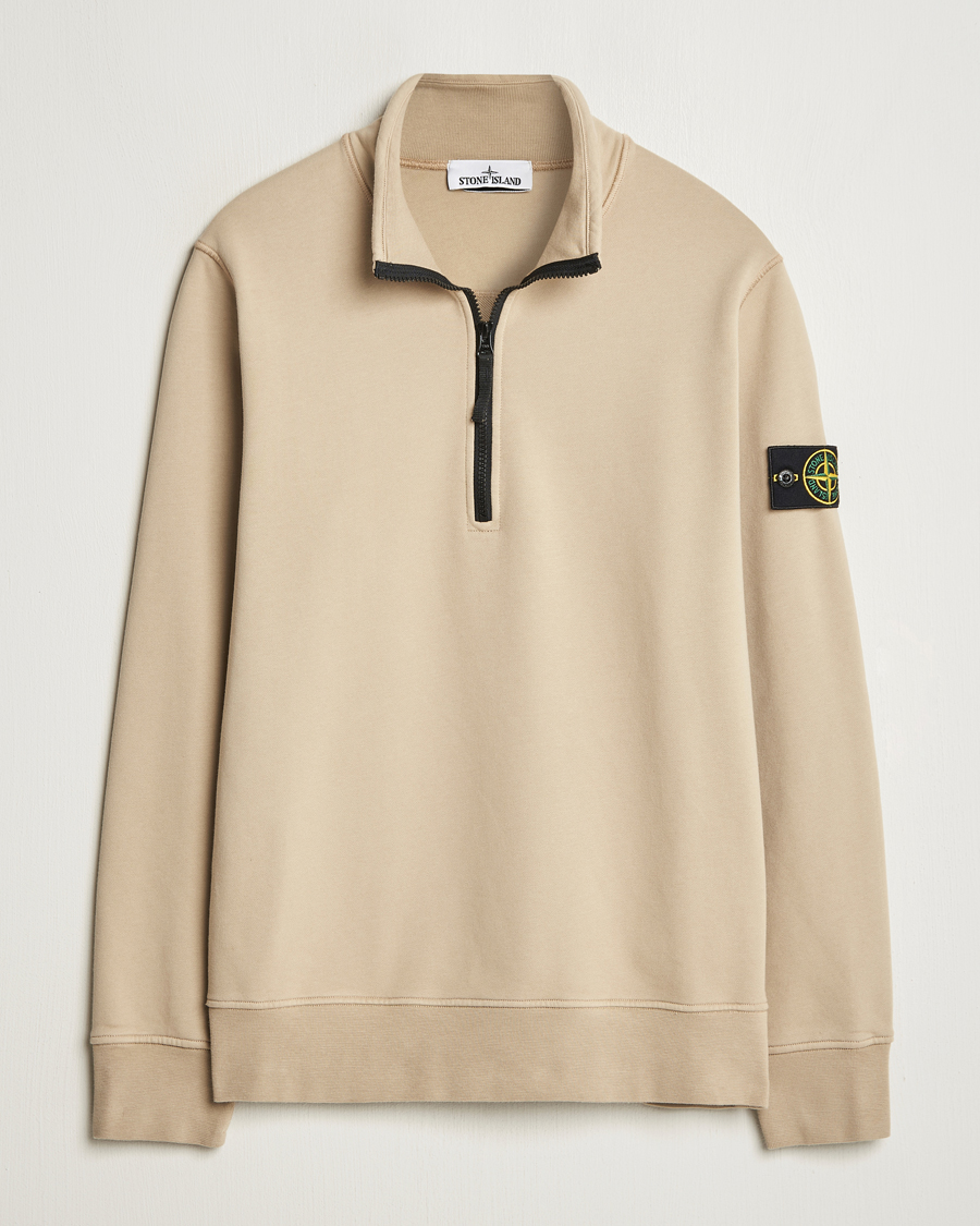 Men | Sweaters & Knitwear | Stone Island | Garment Dyed Fleece Half Zip Desert