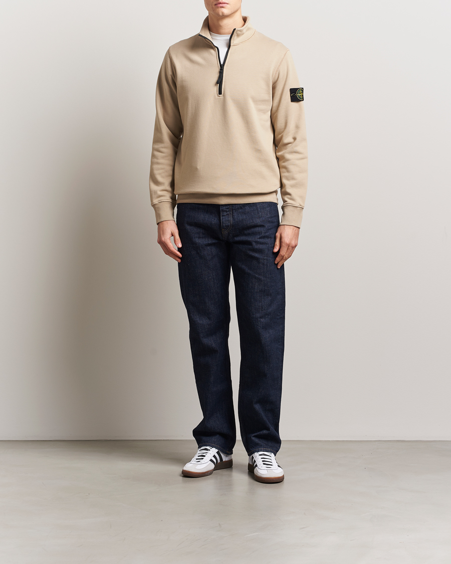 Men | Sweaters & Knitwear | Stone Island | Garment Dyed Fleece Half Zip Desert