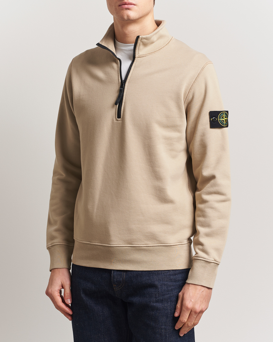 Men | Sweaters & Knitwear | Stone Island | Garment Dyed Fleece Half Zip Desert