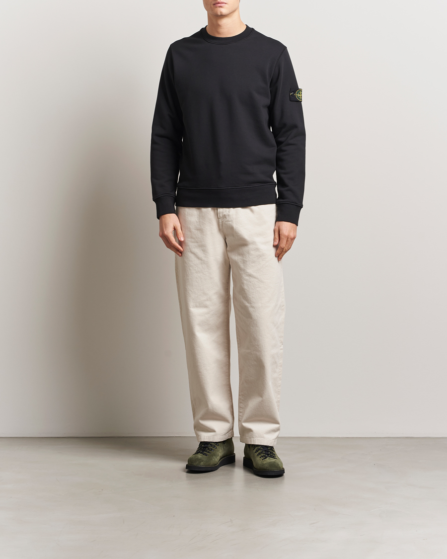 Men | Sweaters & Knitwear | Stone Island | Garment Dyed Fleece Sweatshirt Black