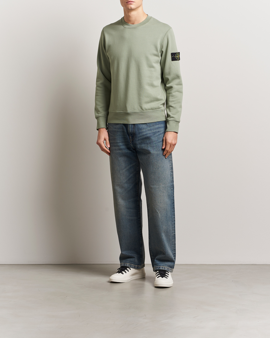 Men | Sweaters & Knitwear | Stone Island | Garment Dyed Fleece Sweatshirt Sage