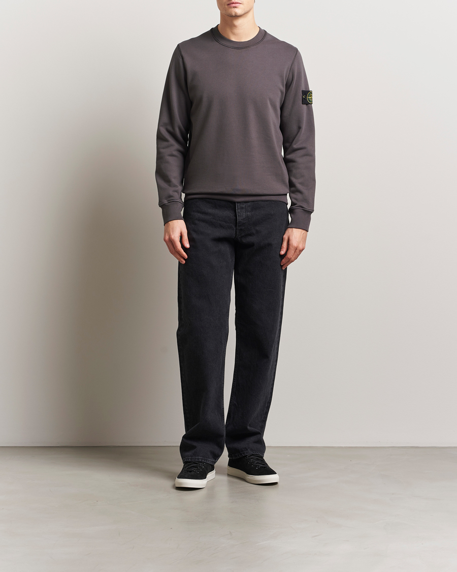 Men | Sweaters & Knitwear | Stone Island | Garment Dyed Fleece Sweatshirt Charcoal