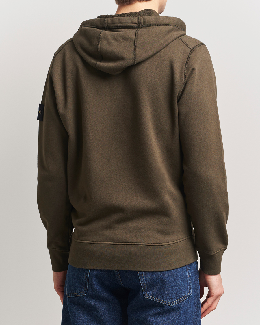 Men | Sweaters & Knitwear | Stone Island | Garment Dyed Fleece Full Zip Hood Military Green