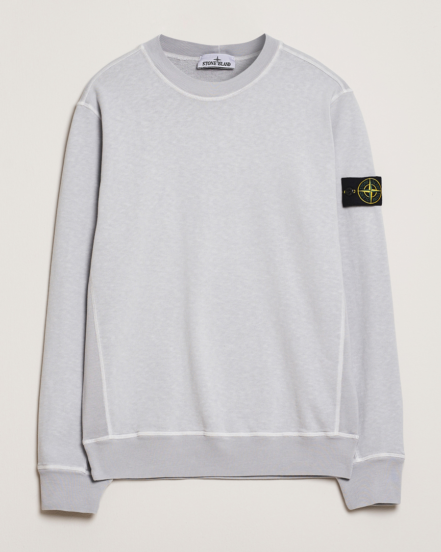 Men | Sweaters & Knitwear | Stone Island | Old Dyed Cotton Sweatshirt Pearl Grey