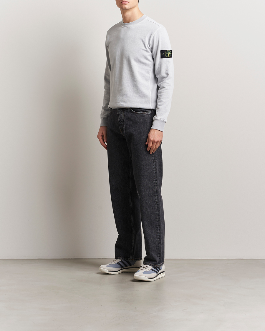 Men | Sweaters & Knitwear | Stone Island | Old Dyed Cotton Sweatshirt Pearl Grey