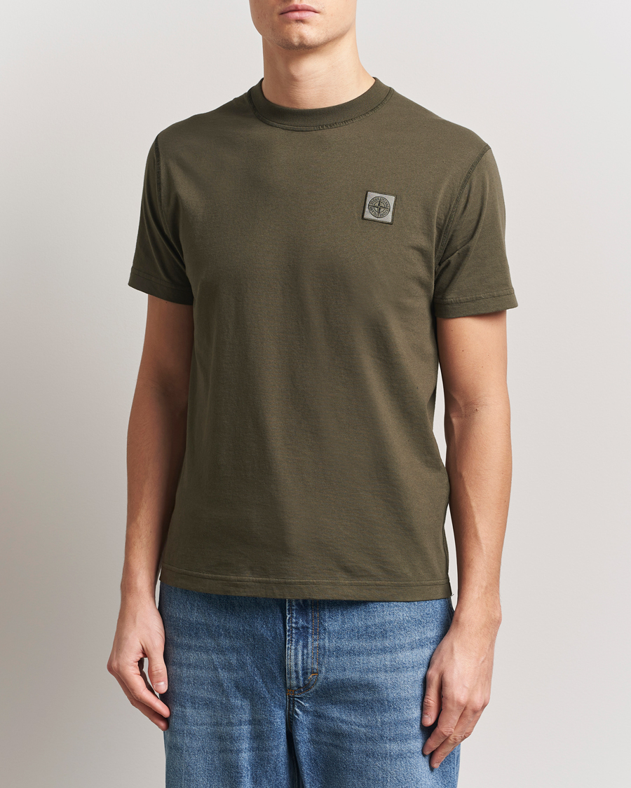 Men | T-Shirts | Stone Island | Organic Cotton Fissato Effect T-Shirt Military Green