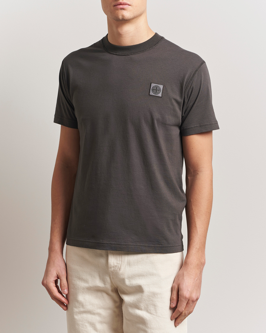Men | T-Shirts | Stone Island | Organic Cotton Fissato Effect T-Shirt Charcoal