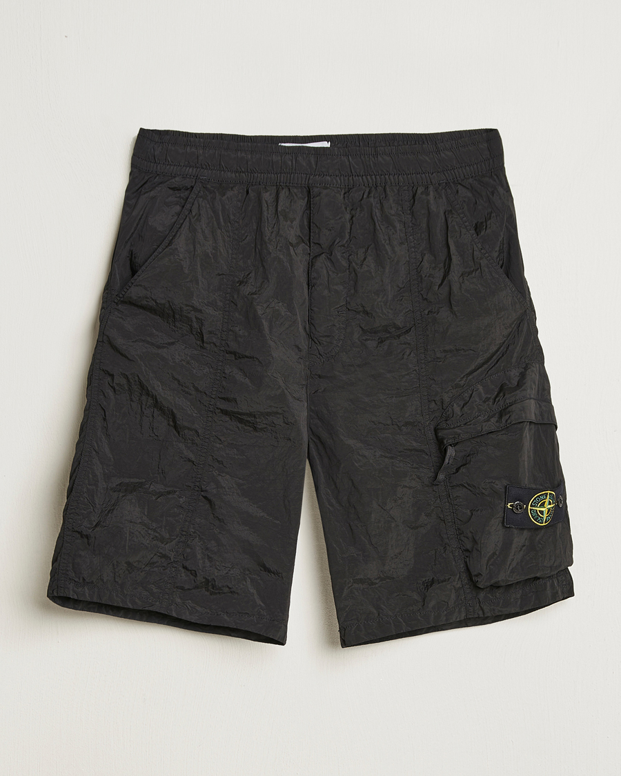 Men | Shorts | Stone Island | Nylon Metal Drawstring Cargo Shorts Black