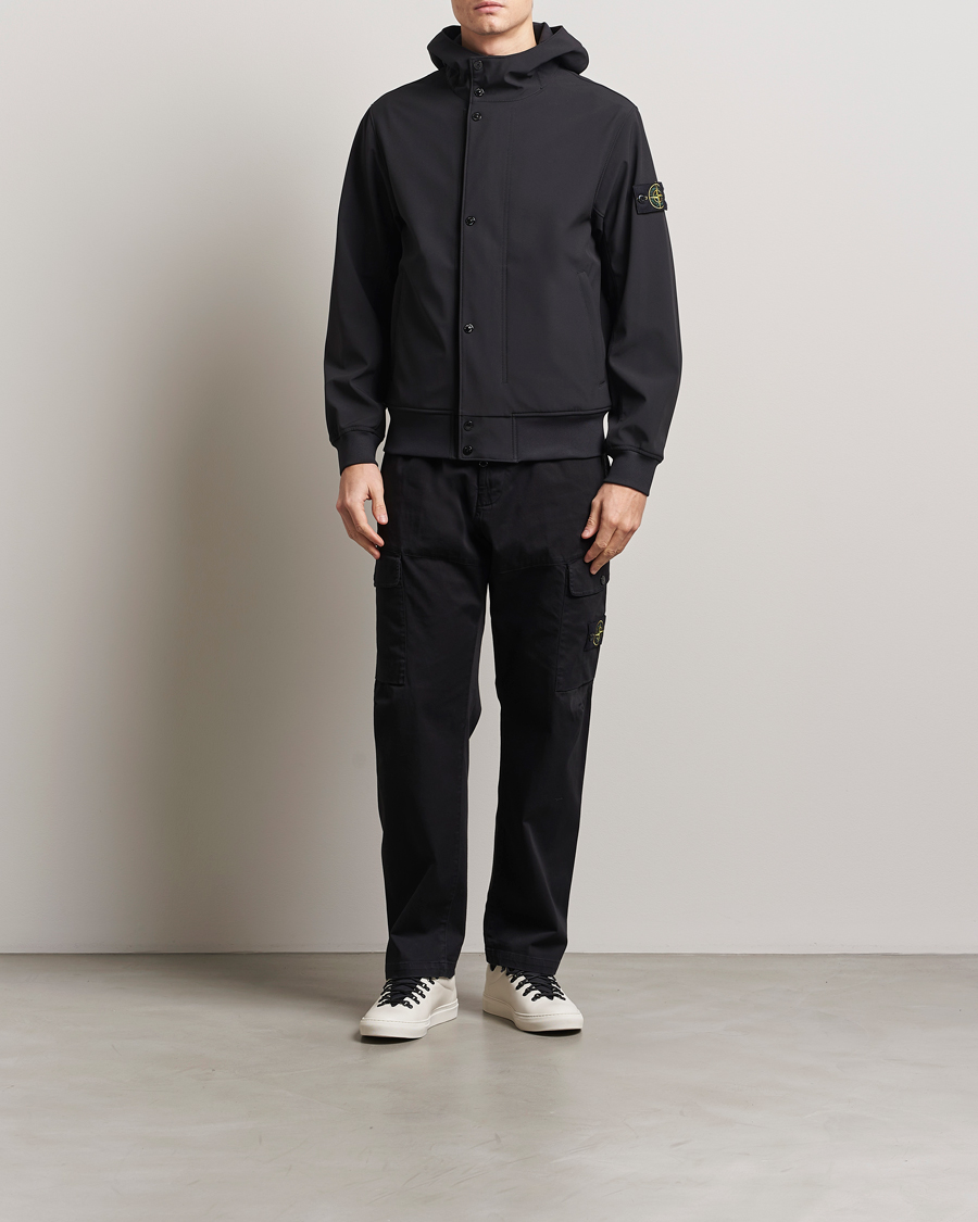 Men | Trousers | Stone Island | Regular Fit Cotton Stretch Cargo Pants Black
