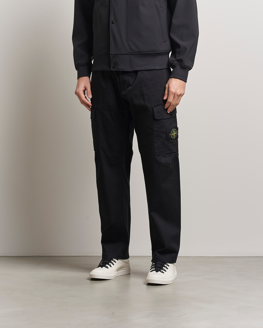 Men | Trousers | Stone Island | Regular Fit Cotton Stretch Cargo Pants Black