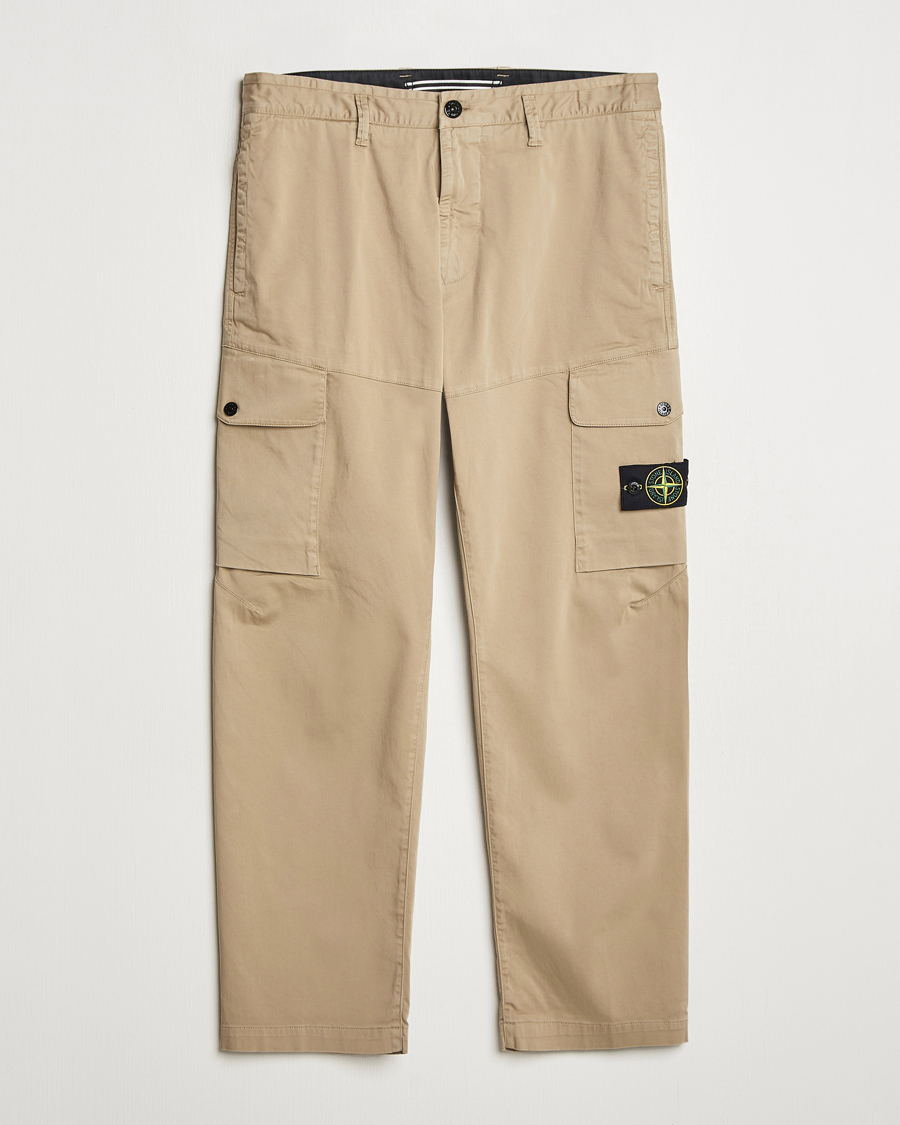 Men | Trousers | Stone Island | Regular Fit Cotton Stretch Cargo Pants Biscuit