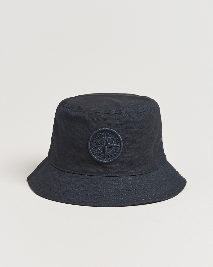 Men | Stone Island Logo Bucket Hat Navy Blue | Stone Island | Logo Bucket Hat Navy Blue