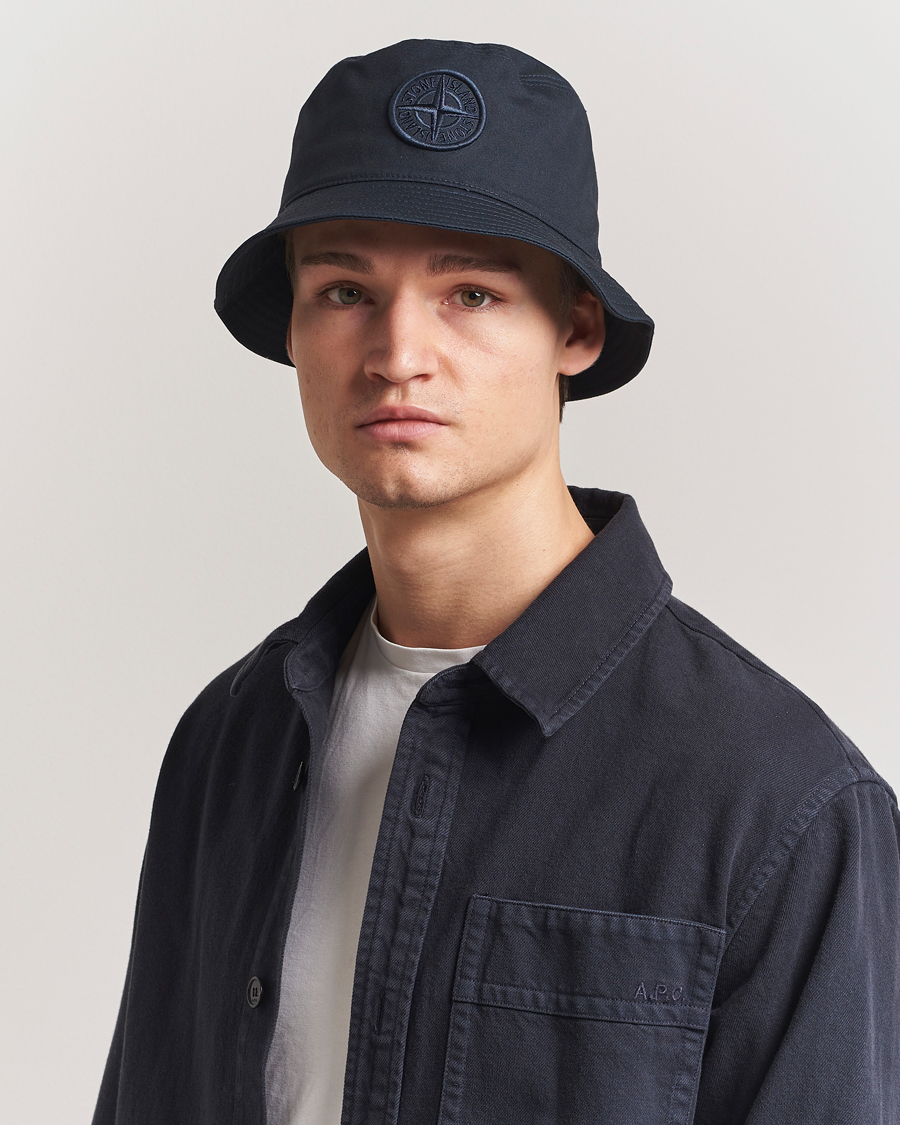 Men | Stone Island Logo Bucket Hat Navy Blue | Stone Island | Logo Bucket Hat Navy Blue